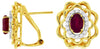1.32CT DIAMOND & AAA RUBY 14KT YELLOW GOLD OVAL & ROUND FLOWER CLIP ON EARRINGS