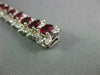 WIDE & LONG 19.3CT DIAMOND & AAA RUBY 18K WHITE GOLD OVAL FLOWER TENNIS BRACELET