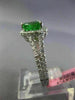 ESTATE WIDE 2.10CT DIAMOND & TSAVORITE 18K WHITE GOLD HEART HALO ENGAGEMENT RING