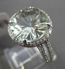 ESTATE LARGE 4.95CT DIAMOND & AAA GREEN AMETHYST 14K WHITE GOLD DOUBLE BAND RING