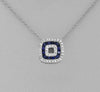 ESTATE .51CT DIAMOND & AAA SAPPHIRE 14K WHITE GOLD HEART SQUARE FLOATING PENDANT