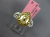 1.71CT WHITE & CANARY DIAMOND 18KT 2 TONE GOLD PEAR SHAPE HALO ENGAGEMENT RING