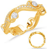 ESTATE .49CT DIAMOND 14KT YELLOW GOLD MULTI LEAF OPEN FILIGREE MILGRAIN FUN RING