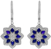 3.89CT DIAMOND & AAA SAPPHIRE 14K WHITE GOLD 3D PEAR SHAPE & ROUND STAR EARRINGS
