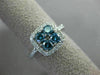ESTATE .60CT WHITE & BLUE DIAMOND 14KT WHITE GOLD SQUARE HALO LOVE PROMISE RING