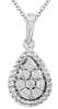 .14CT DIAMOND 14KT WHITE GOLD 3D CLUSTER TEAR DROP FILIGREE FUN FLOATING PENDANT
