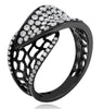 ESTATE WIDE 1.03CT DIAMOND 18KT BLACK GOLD 3D DOUBLE LEAF CRISS CROSS FUN RING