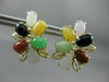 ANTIQUE LARGE AAA MULTI GEM & 14KT YELLOW GOLD FLORAL CLIP ON EARRINGS #22621