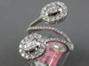 LARGE 1.06CT DIAMOND 18K WHITE GOLD ROUND & BAGUETTE INVISIBLE CRISS CROSS RING
