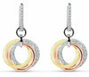 ESTATE 1.05CT DIAMOND 18KT TRI COLOR GOLD CIRCULAR INTERTWINING HANGING EARRINGS