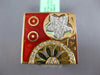 LARGE .45CT DIAMOND & ENAMEL 18K 2 TONE GOLD 3D STAR & MOON SQUARE FILIGREE RING