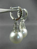 LARGE .60CT DIAMOND & AAA SOUTH SEA PEARL 18K WHITE GOLD HUGGIE HANGING EARRINGS