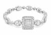 LARGE 5.13CT DIAMOND 18K WHITE GOLD ROUND & BAGUETTE MULTI SHAPE FLORAL BRACELET