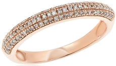 .25CT DIAMOND 14KT ROSE GOLD CLASSIC 3 ROW PAVE SEMI ETERNITY ANNIVERSARY RING