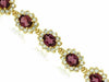 ESTATE 10.45CT DIAMOND & AAA RHODOLITE 14K YELLOW GOLD 3D FLOWER TENNIS BRACELET