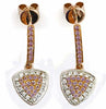 .37CT WHITE & PINK DIAMOND 18KT WHITE & ROSE GOLD 3D TRIANGULAR HANGING EARRINGS