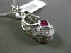 ESTATE .57CT DIAMOND & RUBY 14KT WHITE GOLD FILIGREE MILGRAIN BABY SHOE PENDANT