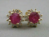 ANTIQUE 2.15CTW DIAMOND RUBY 14KT YLW GOLD ROUND CLUSTER PUSHBACK EARRINGS #1765