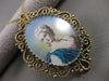 ANTIQUE ART NOUVEAU DIAMOND RUBY 14K GOLD LADY CAMEO FILIGREE PIN PENDANT #21228