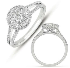 ESTATE .70CT DIAMOND 14KT WHITE GOLD 3D CLASSIC FLOWER INVISIBLE LOVE RING