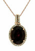 3.17CT DIAMOND & AAA RHODOLITE 14KT ROSE GOLD OVAL & ROUND HALO CLASSIC PENDANT