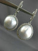 ESTATE .64CT DIAMOND & AAA SOUTH SEA PEARL 18KT WHITE GOLD HALO HANGING EARRINGS