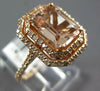 LARGE 2.49CT DIAMOND & AAA MORGANITE 14KT ROSE GOLD EMERALD CUT ENGAGEMENT RING