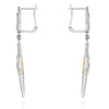 LARGE 1.54CT DIAMOND 18KT 2 TONE GOLD BUTTERFLY TEAR DROP LOVE HANGING EARRINGS