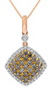 1.05CT WHITE & CHOCOLATE FANCY DIAMOND 14KT ROSE GOLD SQUARE GEOMETRICAL PENDANT