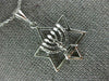 ESTATE 14KT WHITE GOLD 3D CLASSIC STAR OF DAVID MENORAH FLOATING PENDANT #777