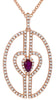 .72CT DIAMOND & AAA RUBY 14KT ROSE GOLD 3D PEAR SHAPE & ROUND OPEN HEART PENDANT