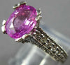 LARGE 2.66CT DIAMOND & AAA PINK SAPPHIRE 14KT WHITE GOLD ENGAGEMENT RING #26911