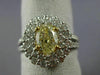 ESTATE LARGE GIA 2.40CT WHITE & FANCY YELLOW DIAMOND 18K TWO TONE GOLD OVAL RING