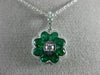 ESTATE 1.22CT DIAMOND & AAA EMERALD 18KT WHITE GOLD 3D FILIGREE FLOATING PENDANT
