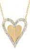ESTATE .20CT DIAMOND 14KT YELLOW GOLD 3D CLASSIC DOUBLE HEART LOVE NECKLACE