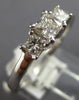 ESTATE .98CT DIAMOND 14KT WHITE GOLD 3D CLASSIC PRINCESS 3 STONE ENGAGEMENT RING