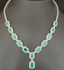 EXTRA LARGE 25.13CT DIAMOND & AAA EMERALD 18KT WHITE GOLD 3D ROUND HALO NECKLACE