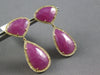 33.0CT DIAMOND & AAA SLICED RUBY 14KT YELLOW GOLD 3D TEAR DROP HANGING EARRINGS