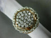 ESTATE EXTRA LARGE 1.50CT DIAMOND 14KT WHITE & ROSE GOLD CLUSTER MULTI ROW RING