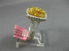 ESTATE WIDE 2.47CT WHITE & FANCY YELLOW DIAMOND 18K WHITE GOLD HALO CLUSTER RING