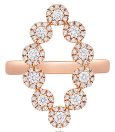 .63CT DIAMOND 14KT ROSE GOLD 3D MULTI FLOWER LEAF OPEN MARQUISE SHAPE FUN RING
