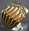 ESTATE WIDE .34CT DIAMOND 14KT YELLOW GOLD 3D V SHAPE MULTI ROW SQUARE MENS RING