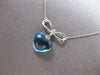 3.50CT DIAMOND & AAA BLUE TOPAZ 18KT WHITE GOLD 3D HEART SHAPE BOW LOVE NECKLACE