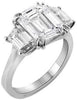 ESTATE LARGE 2.39CT DIAMOND PLATINUM CLASSIC EMERALD CUT 3 STONE ENGAGEMENT RING