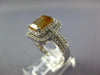 WIDE 2.14CT DIAMOND AAA CITRINE 14KT WHITE GOLD EMERALD CUT HALO ENGAGEMENT RING