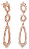 LARGE 1.47CT DIAMOND 14KT ROSE GOLD FLORAL TEAR DROP SEMI MOUNT HANGING EARRINGS