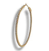 .75CT DIAMOND 14KT YELLOW GOLD 3D INSIDE OUT OVAL CLIP ON HOOP HANGING EARRINGS