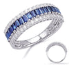 ESTATE WIDE 2.35CT DIAMOND & AAA SAPPHIRE 14KT WHITE GOLD 3 ROW ANNIVERSARY RING
