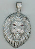 EXTRA LARGE 5.71CT DIAMOND & AAA RUBY 14K WHITE GOLD LION LUCKY FLOATING PENDANT