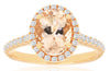 2.04CT DIAMOND & AAA MORGANITE 14KT ROSE GOLD 3D OVAL & ROUND CLASSIC HALO RING